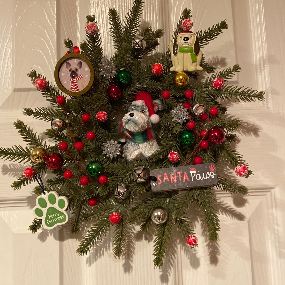 Dog Christmas Wreath 12”